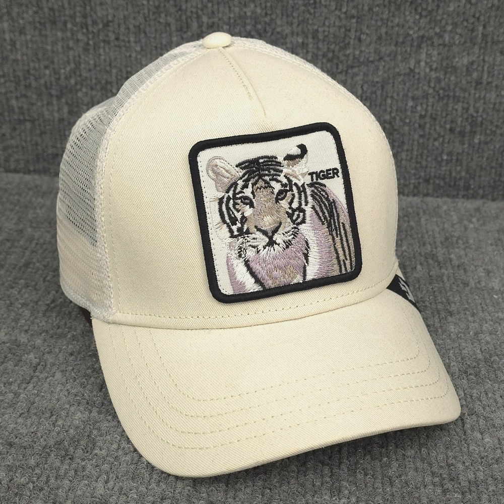 Goorin Bros Hat Cap The Farm White Tiger Patch Mens Snap Back Trucker Streetwear